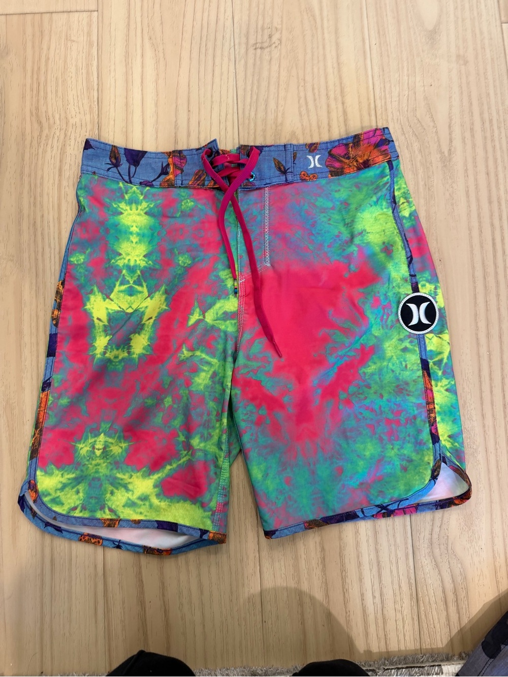 Hurley Neon Tie-Dye Swim Trunks - Pink, Green, Blue